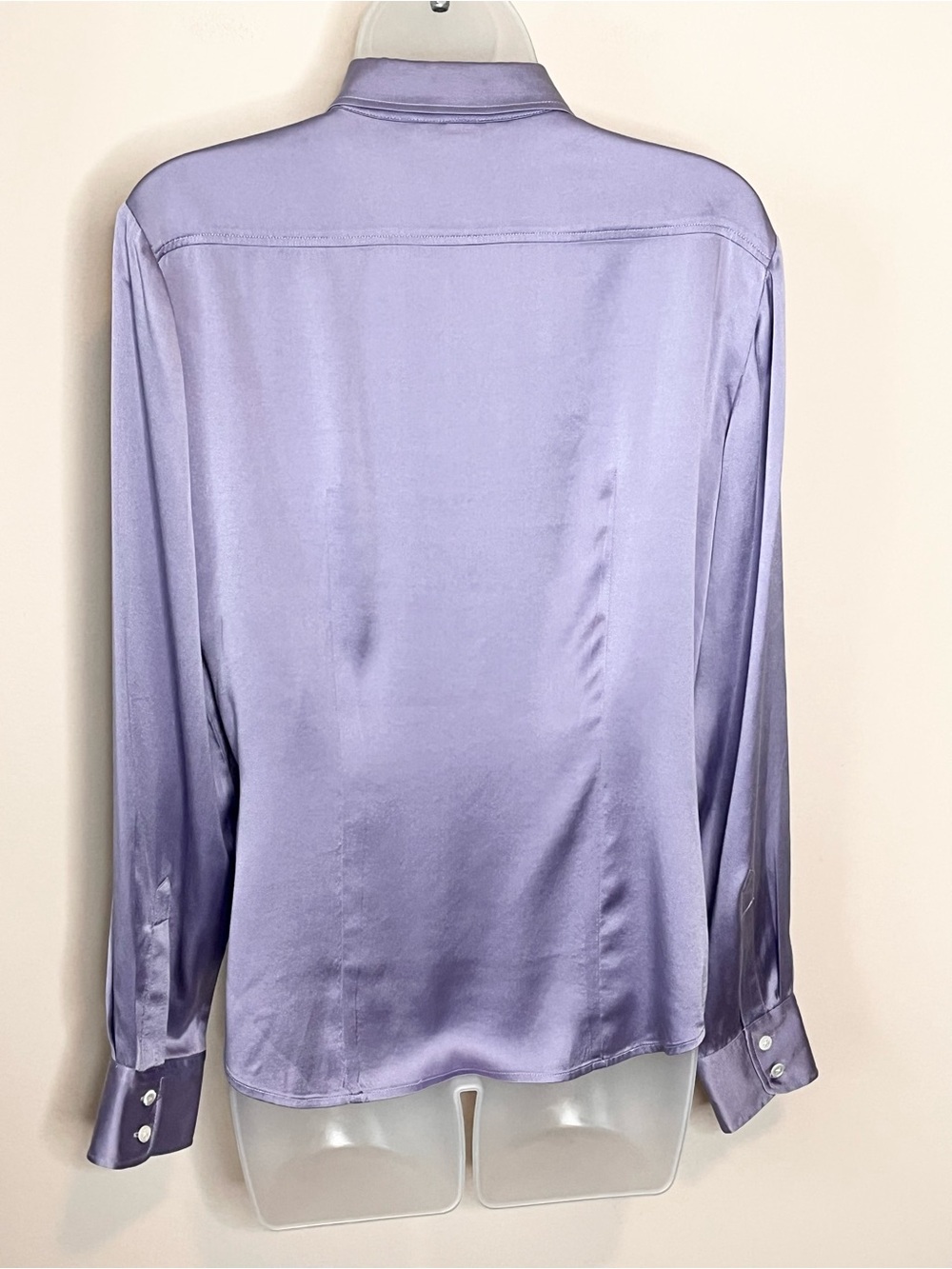 LANDS’ END Lilac Silk Stretch Satin Button Down Blouse Size 10 Quiet Luxury - Picture 3 of 6